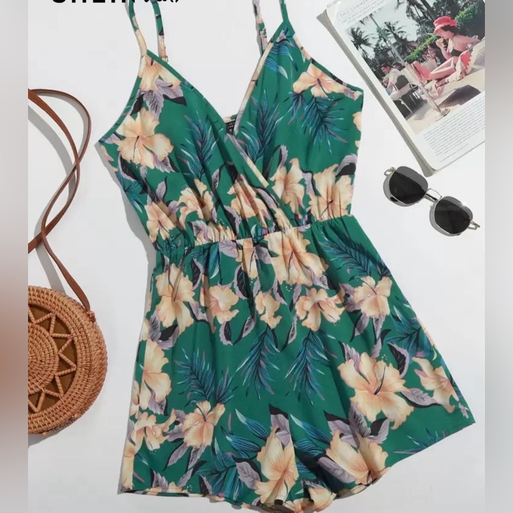 SHEIN Green Floral Romper